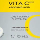 [MISSHA] Vita C Plus Daily Toning Sheet Mask 350ml (1 pack / 30 Sheets) | Just US$12.33! Shop now at StyleFollow